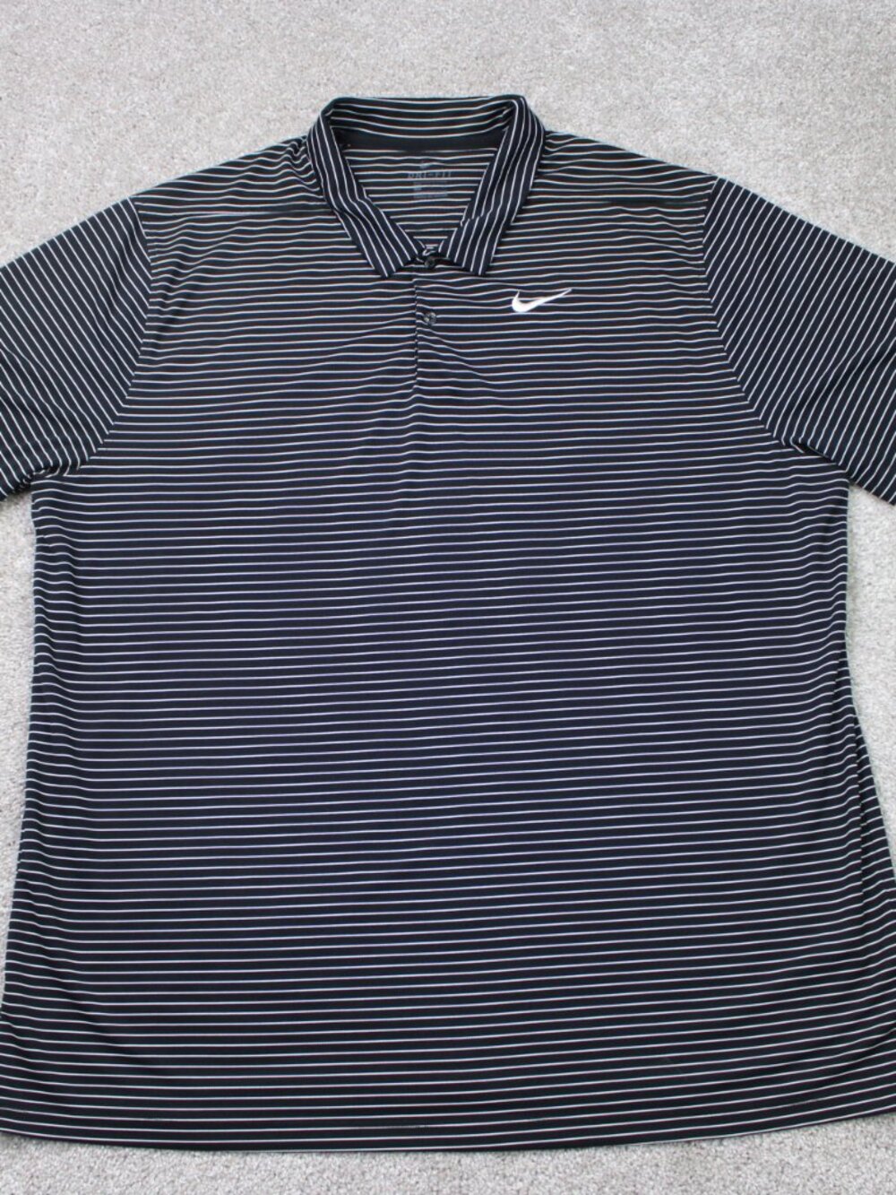 Nike Polo Shirt Mens 2XL XXL Black/White Dri-Fit Lightweight Golf Short Sleeve